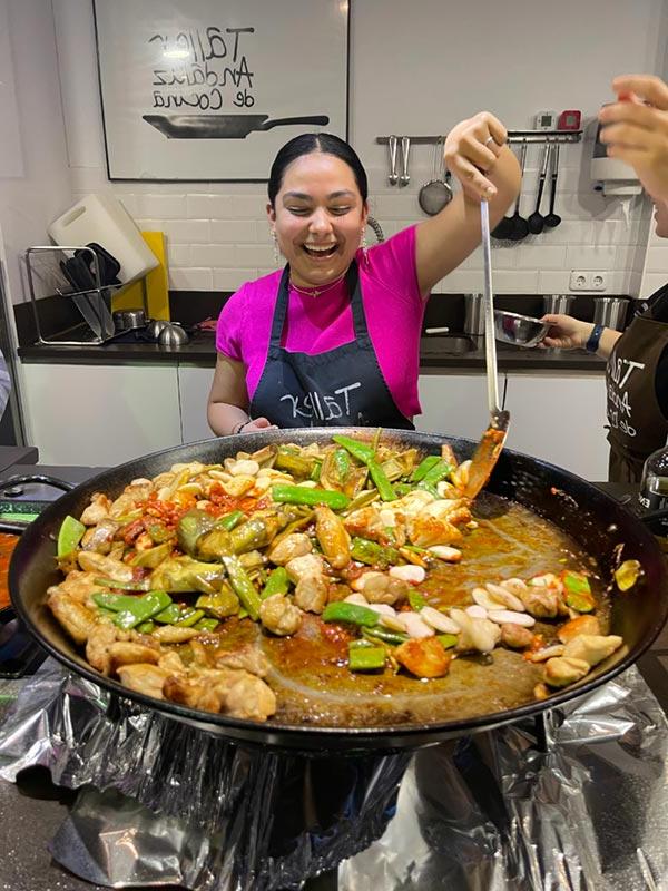 Yazmin Cruz in cooking class during food and wine course